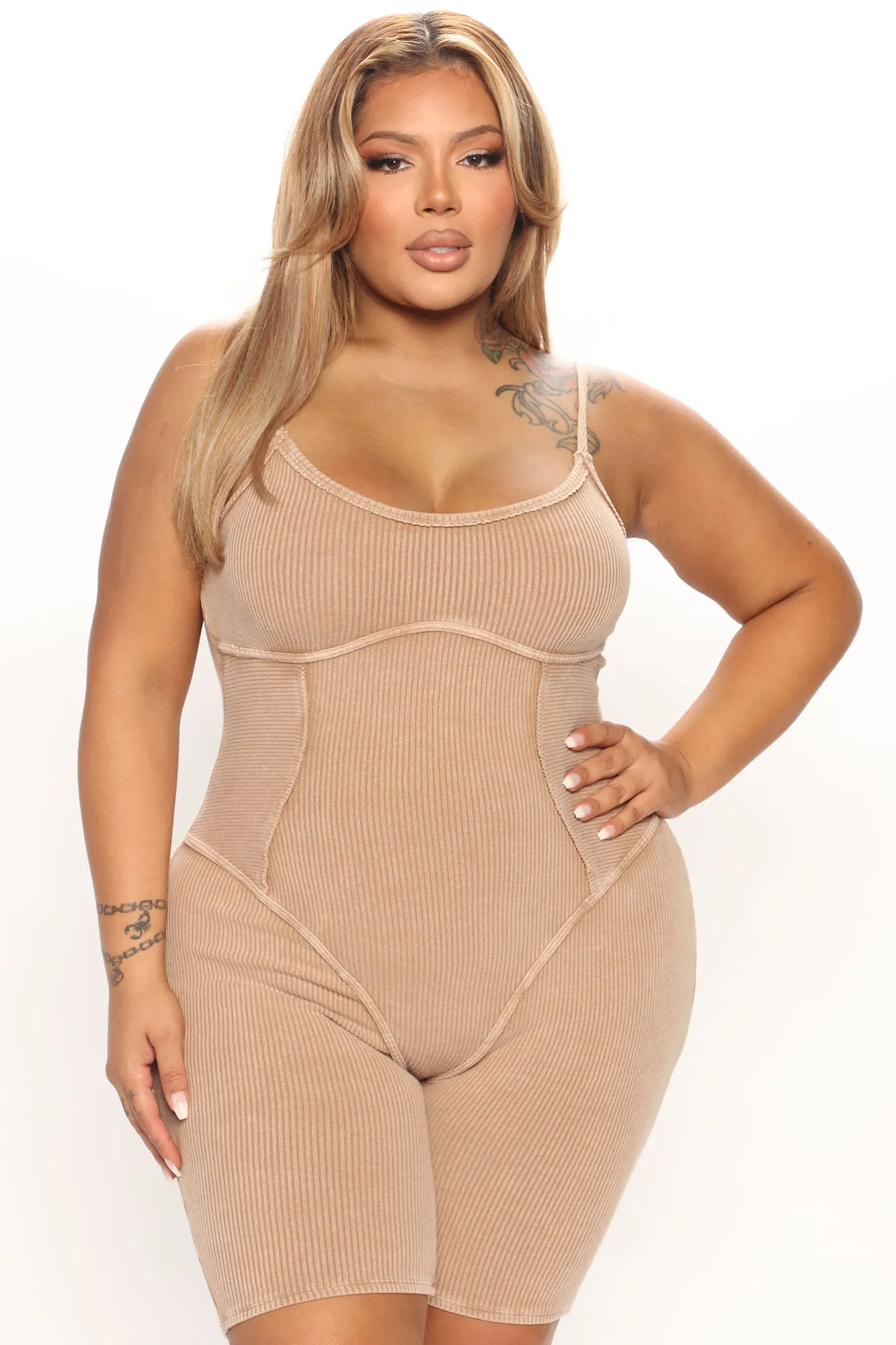 Always Reliable Ribbed Romper - Mocha
