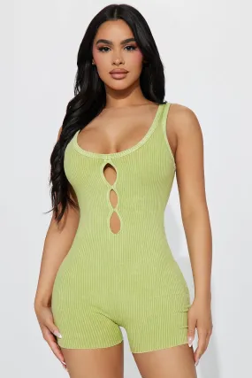 Amina Mineral Wash Romper - Lime