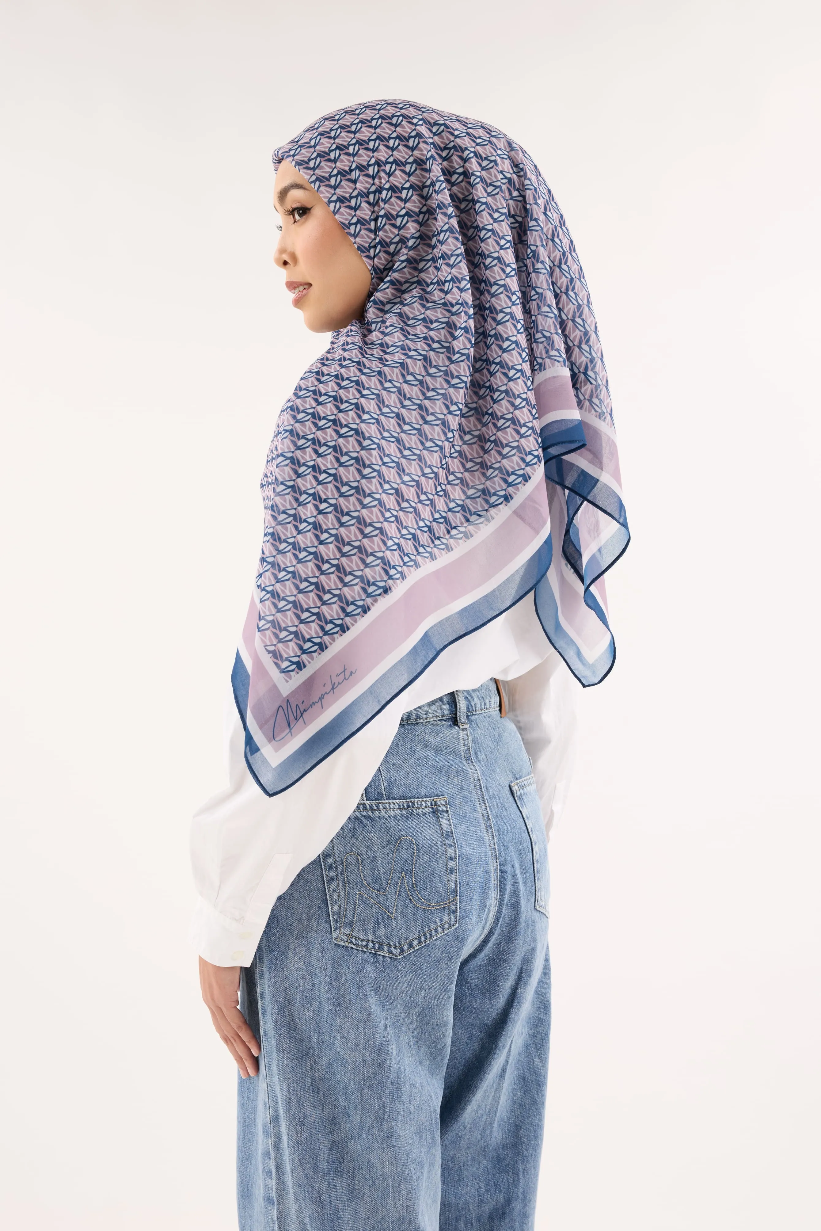 Arica Blue-Pink Emblem Square Scarf