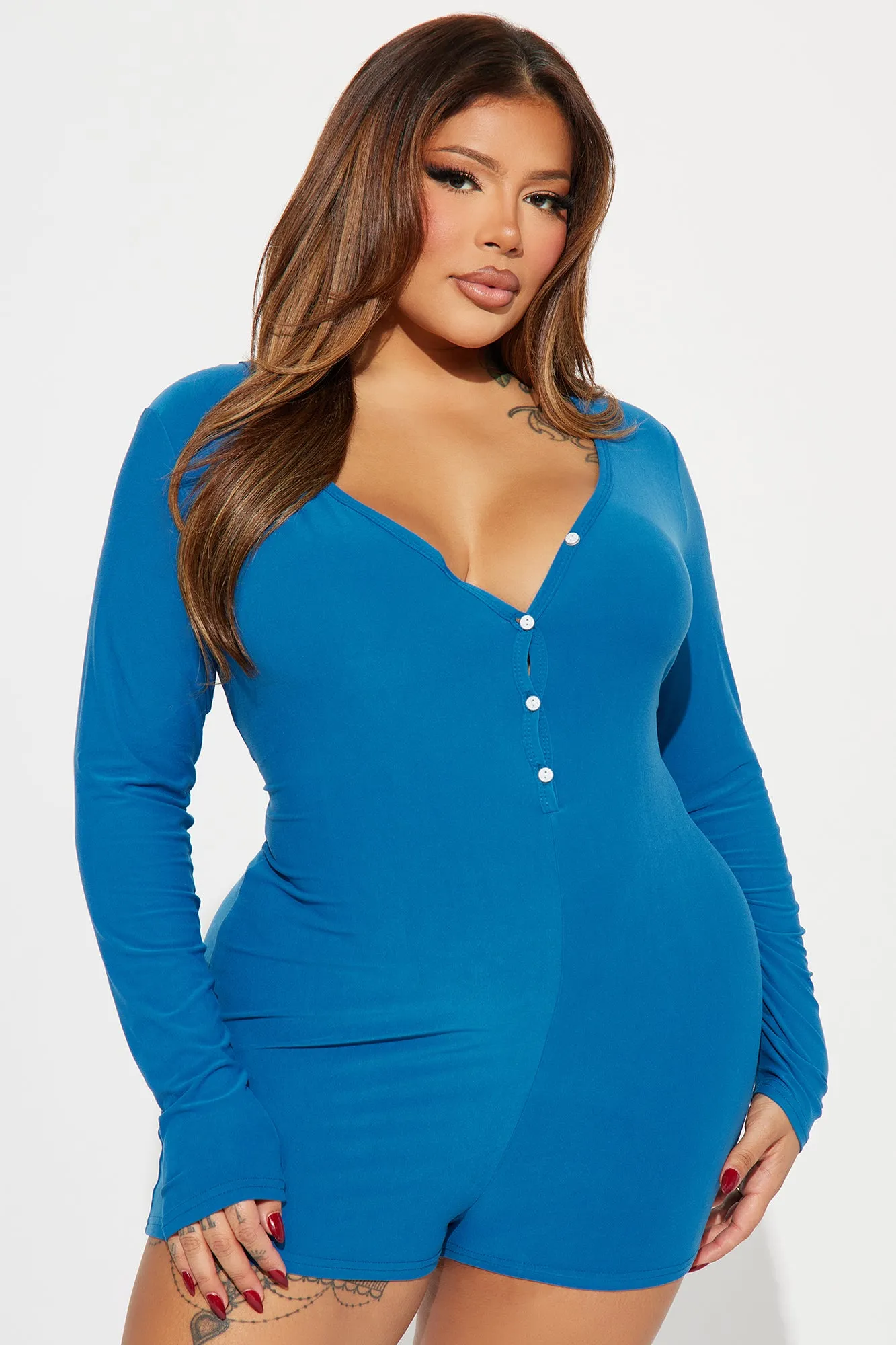Beverly Hills Long Sleeve PJ Romper Onesie - Royal