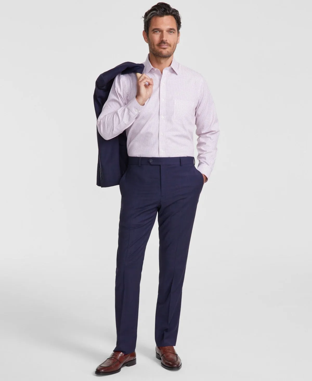 Brooks Brothers Mens Classic fit Dress Pants 40 / 34 Navy Blue Plaid