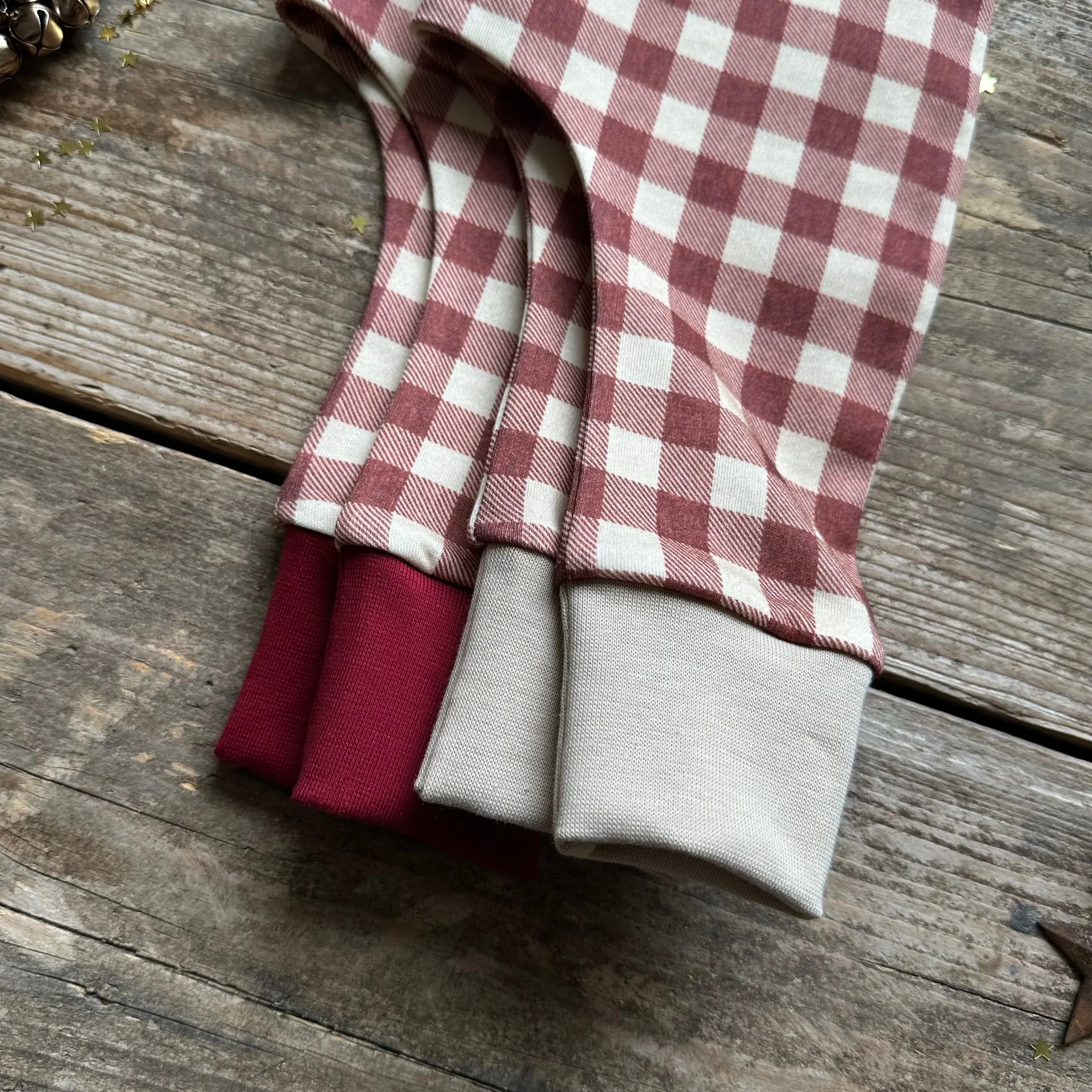 Burgundy Check Long Romper