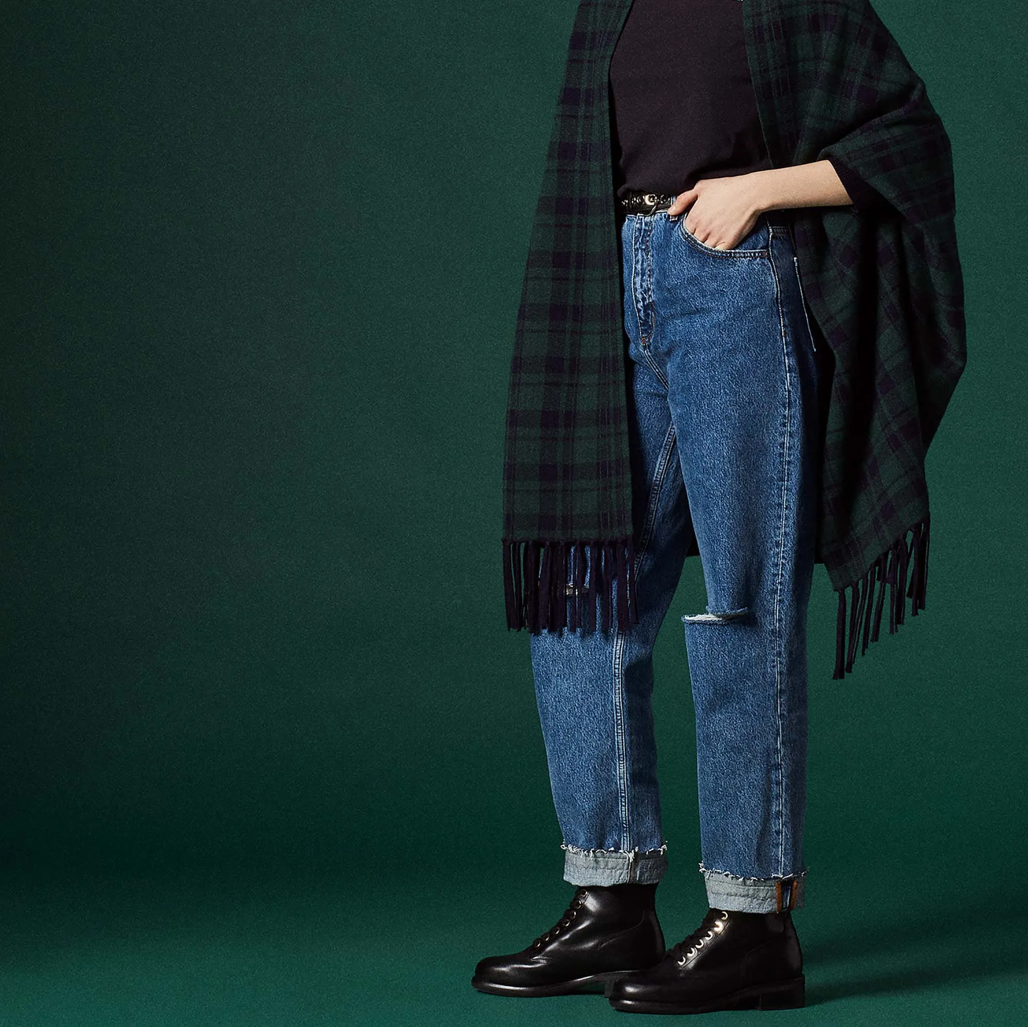 Cape en maille avec franges