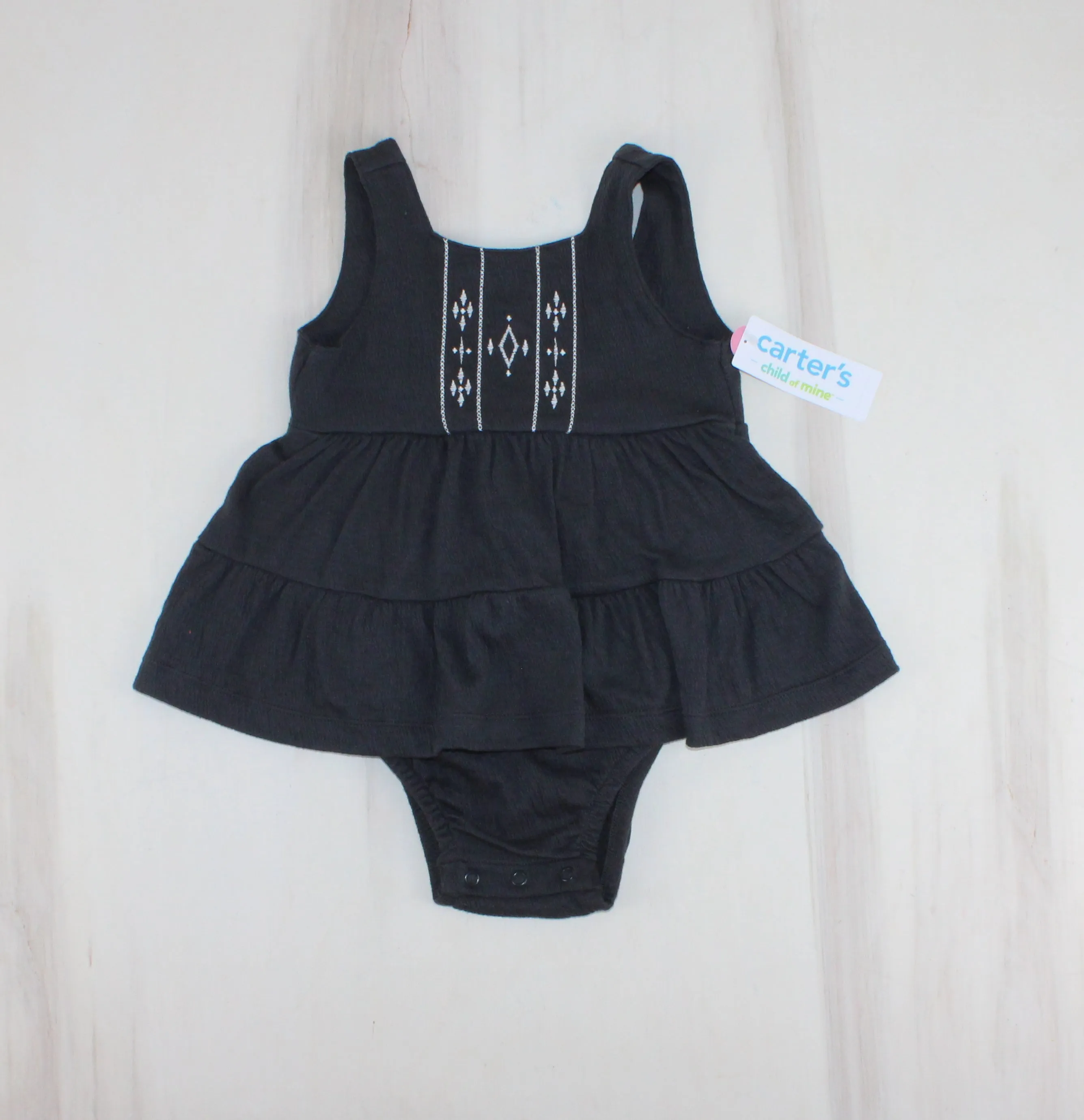 CARTERS  CHARCOAL FLORAL ROMPER 24M PRE-LOVED