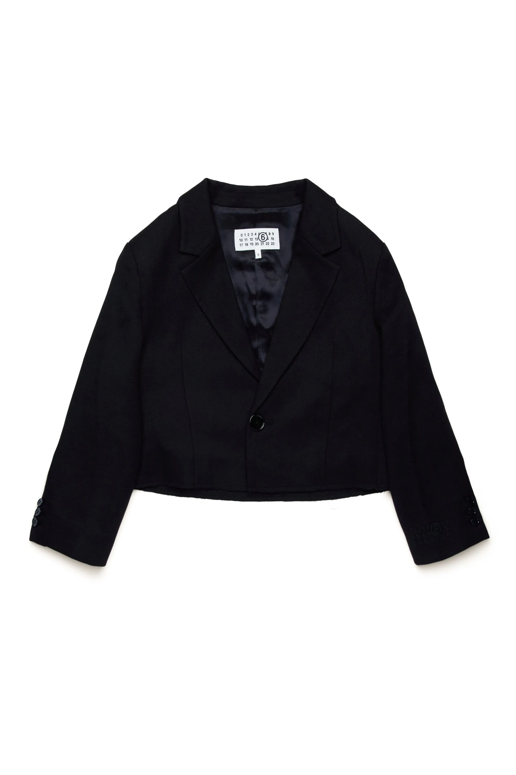 Cropped blazer jacket with raw cut hem