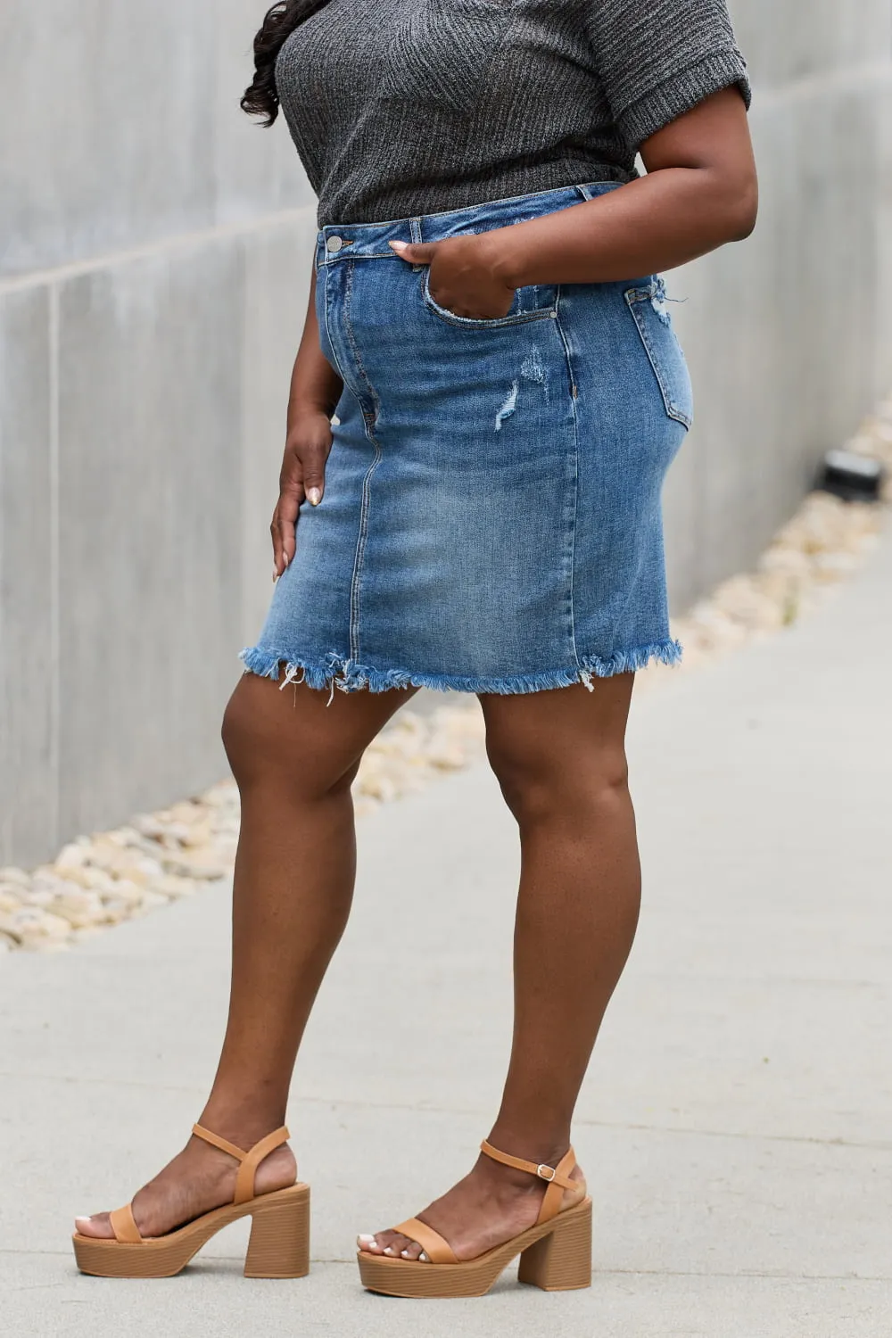 Denim Mini Pencil Skirt