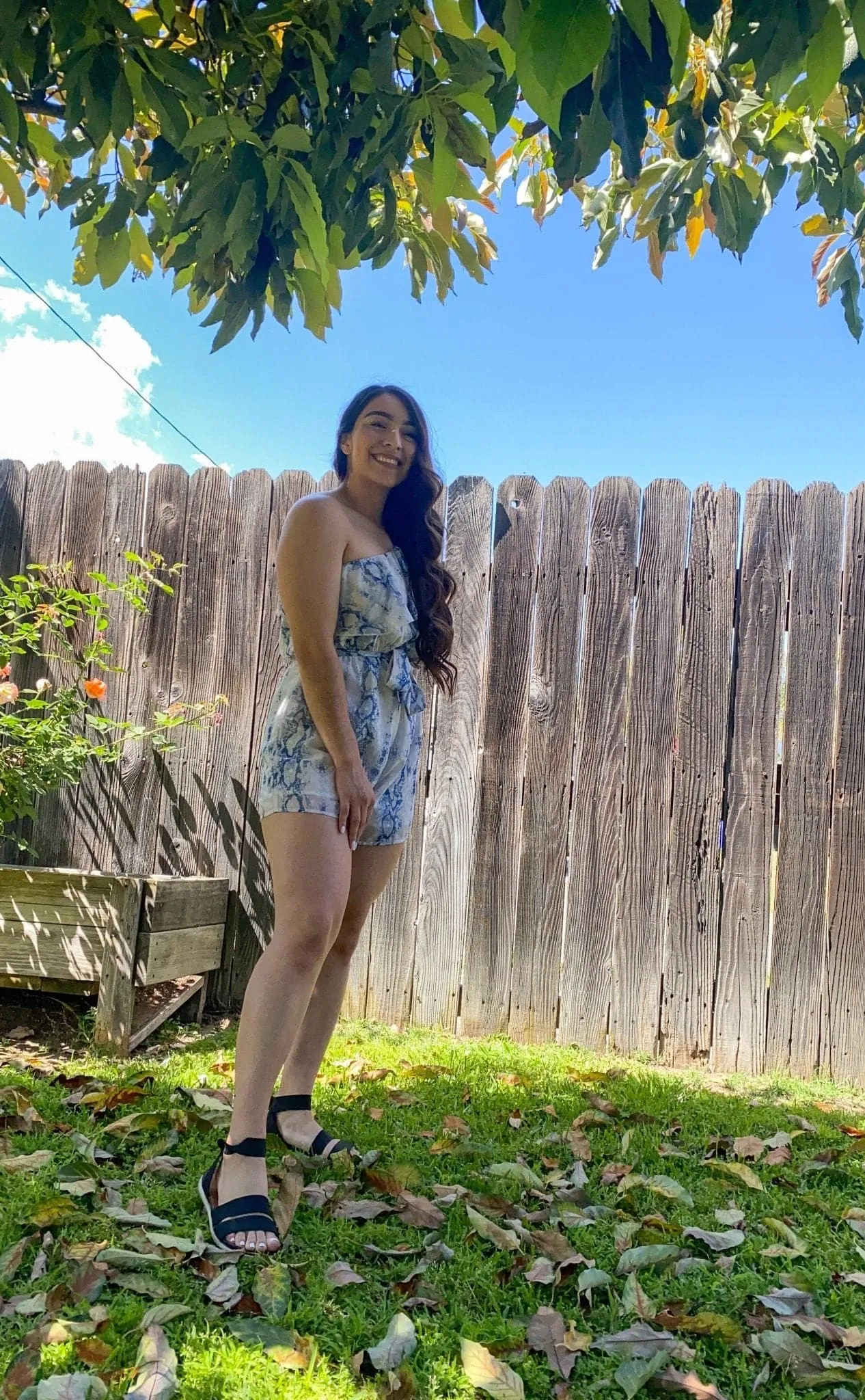 Desiree One Shoulder Snake Print Romper -Blue