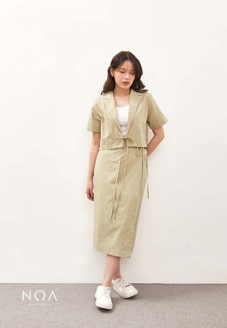 HIKARU Ribbon Short Sleeve Blazer - Light Green