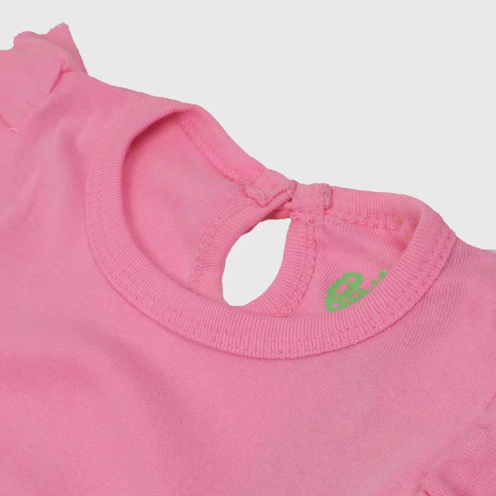 Infant Girls Knitted Romper Big Bow - Pink