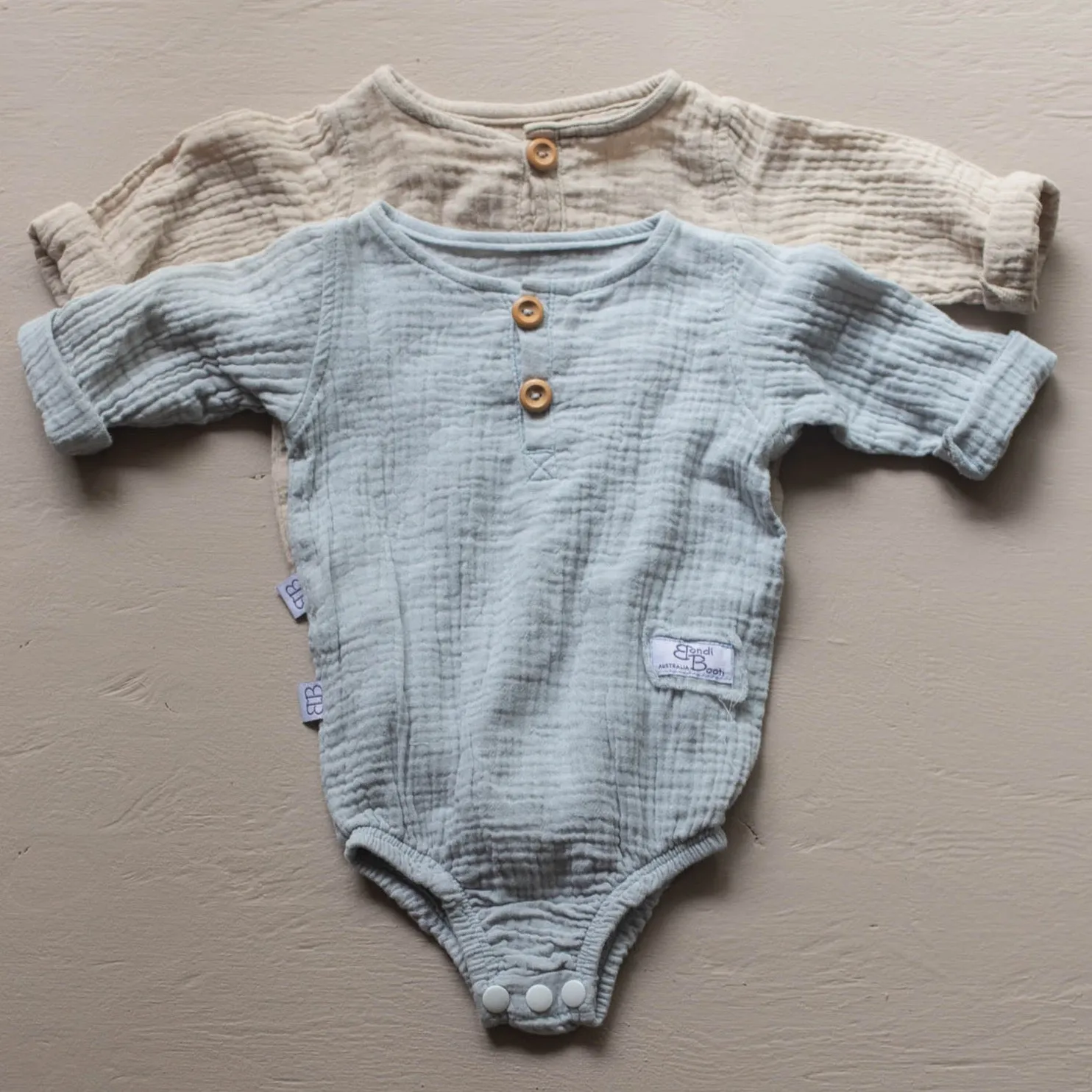 Long Sleeve Organic Cotton Baby Romper - French Grey
