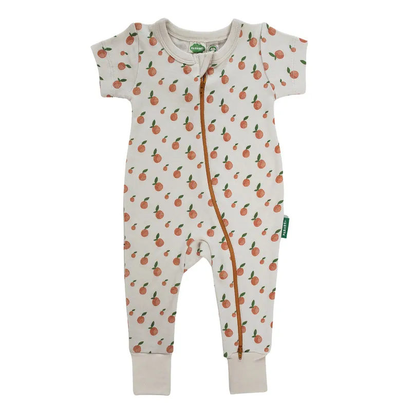 Parade Organics - Organic Cotton Short Sleeve 2-Way Zipper Romper Citrus