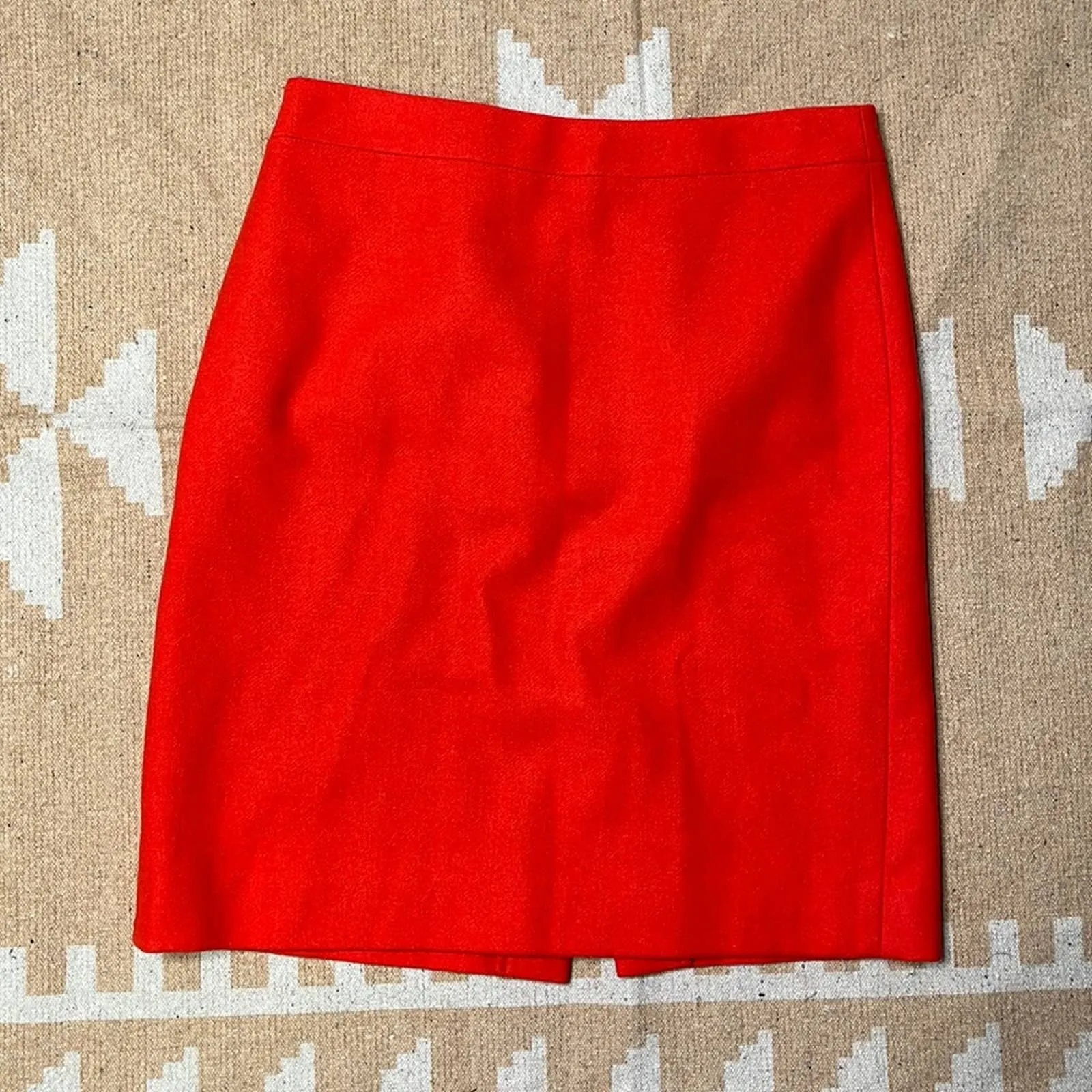 Size 8 J. Crew Bright Red Wool Pencil Skirt