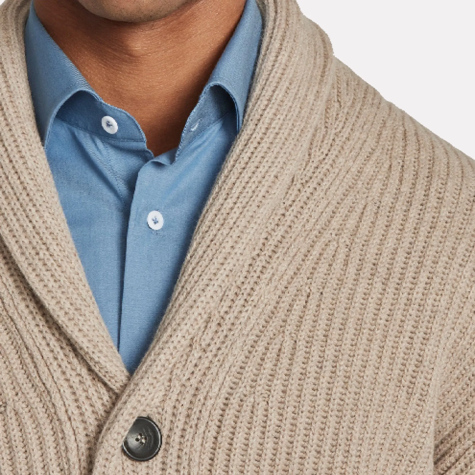 Stayner Shawl Collar Button Front Cardigan / Camel