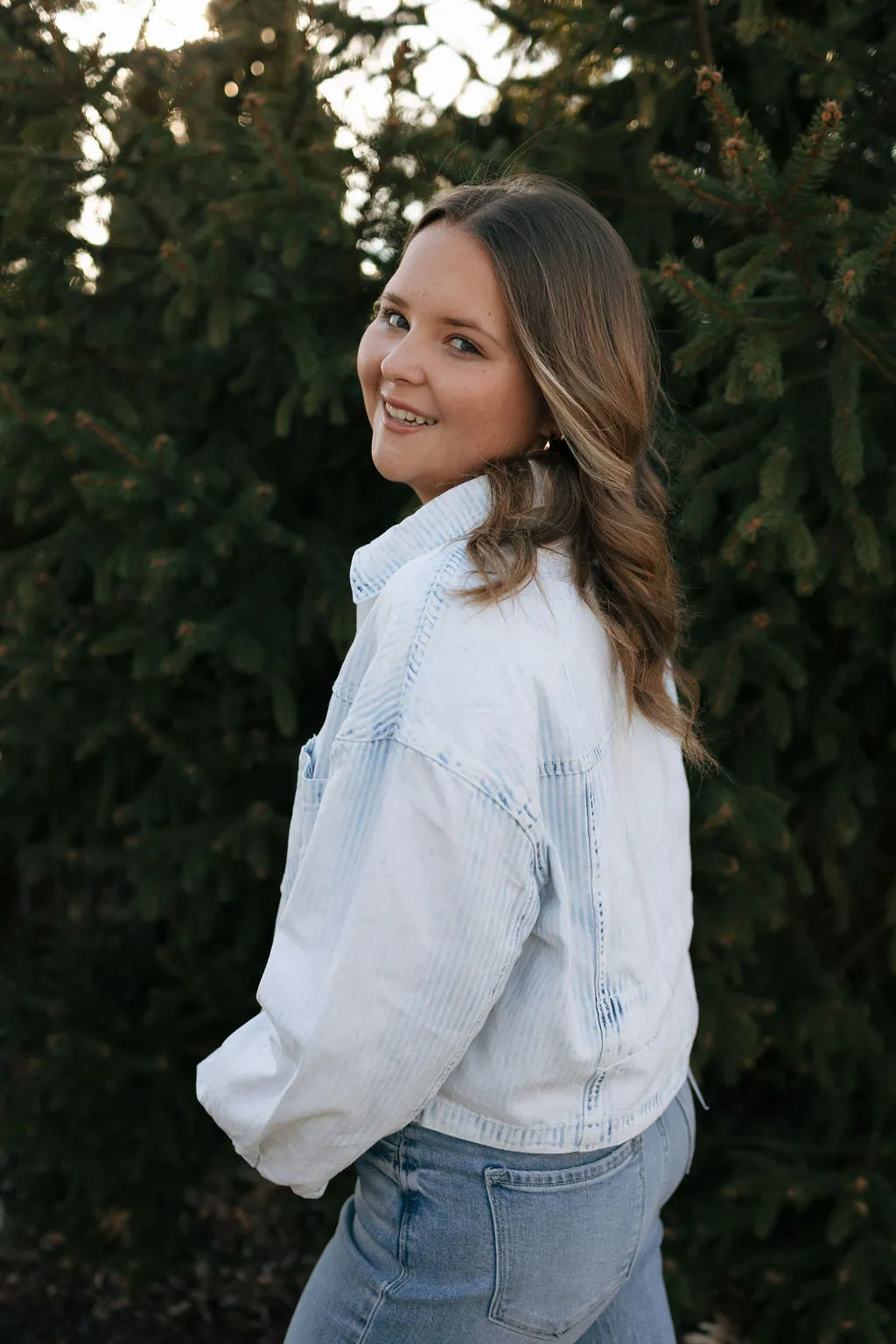 Washed Stripe Jacket, Denim